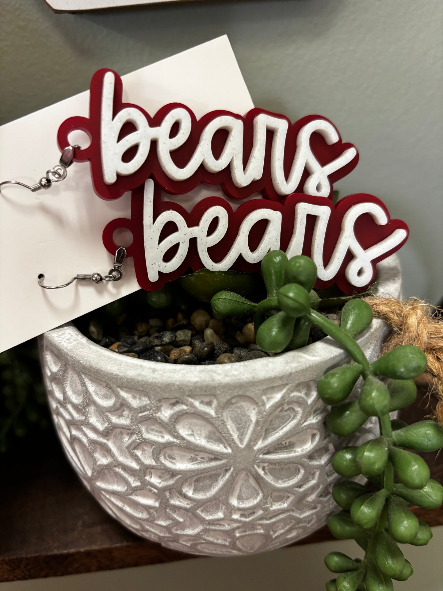 Script Acrylic Team Dangle Earrings