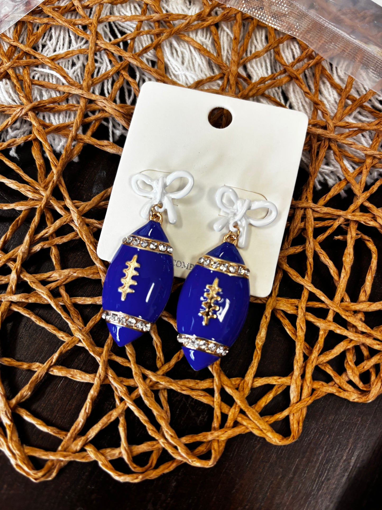 Bows and Football Dangle Earrings
