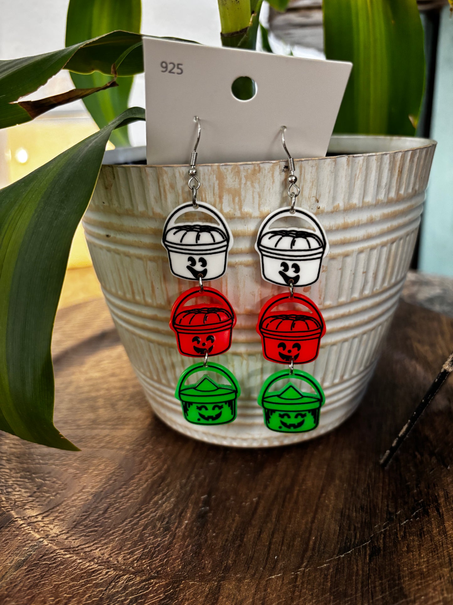 Trick Or Treat Bucket Halloween Earrings