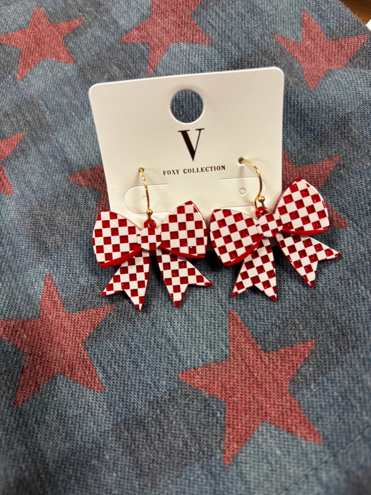 Checkered Bow Earrings