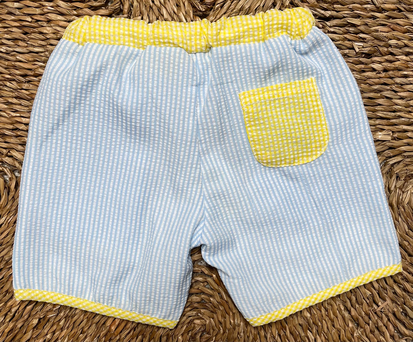Seersucker Sailboat Embroidered Swim Shorts