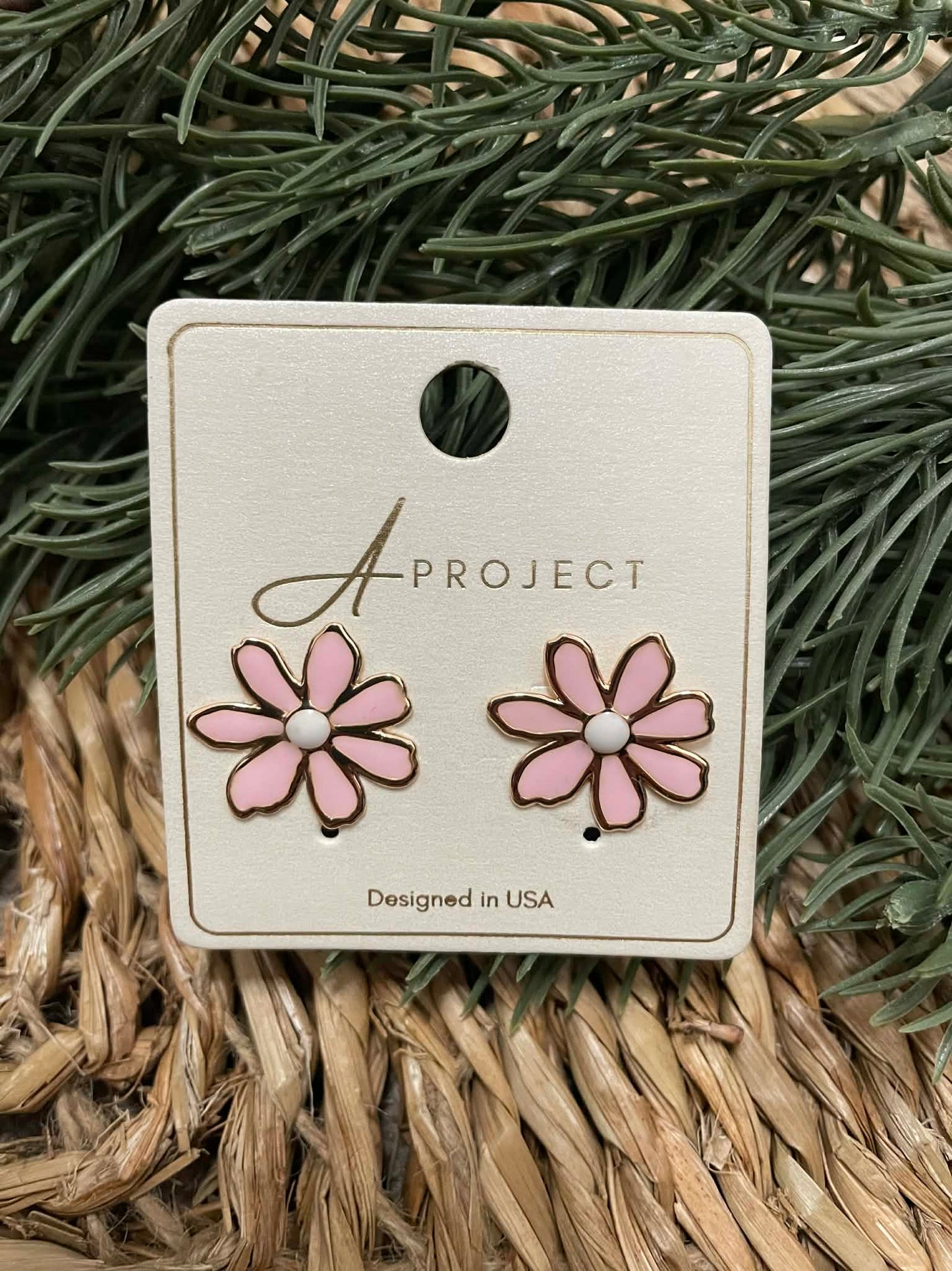 Pink Daisy Post Earrings
