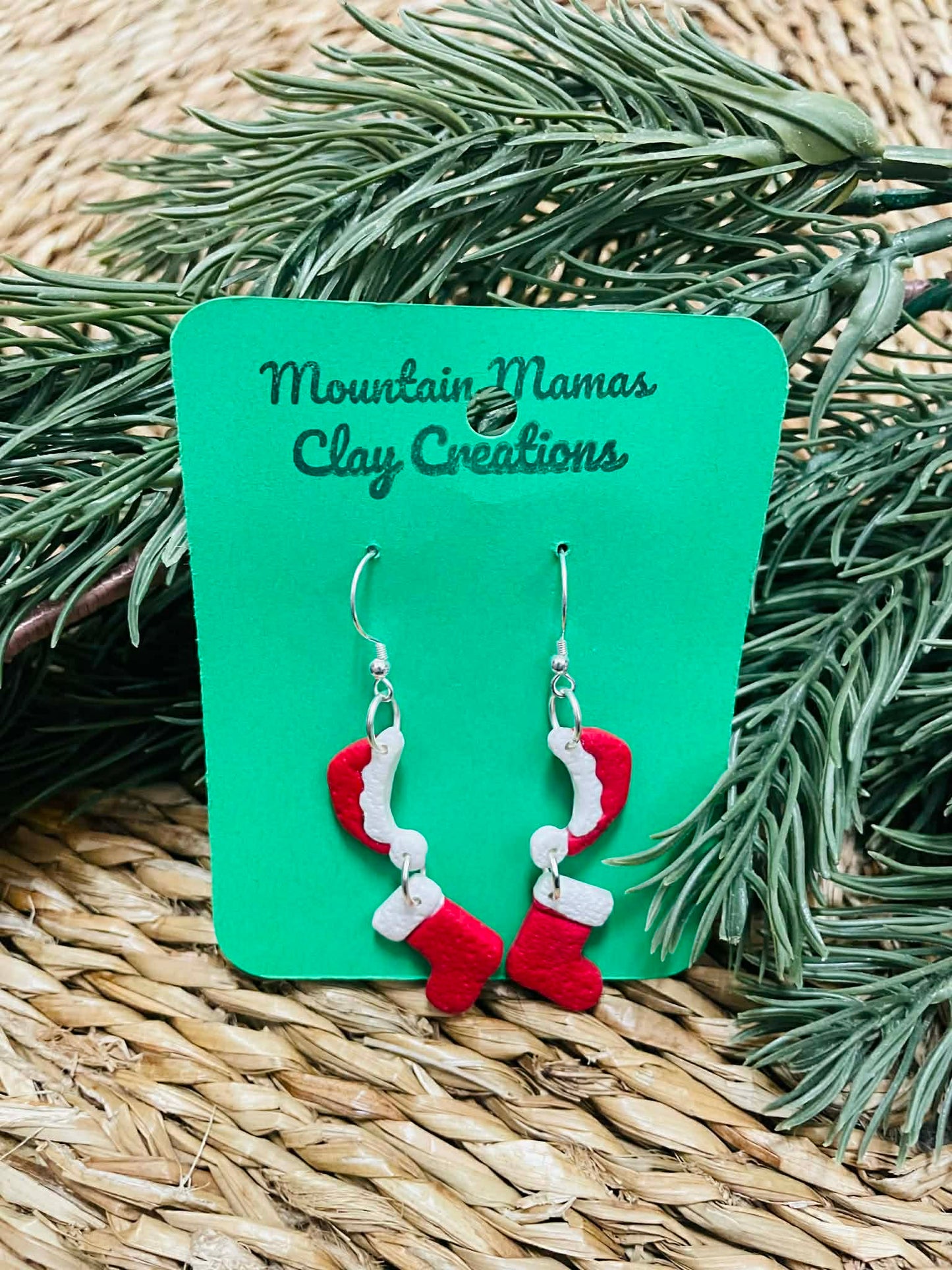Clay Santa Hat & Stocking Dangle Earrings