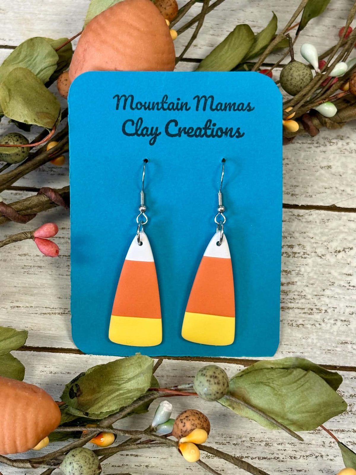 Candy Corn Dangle Clay Earrings