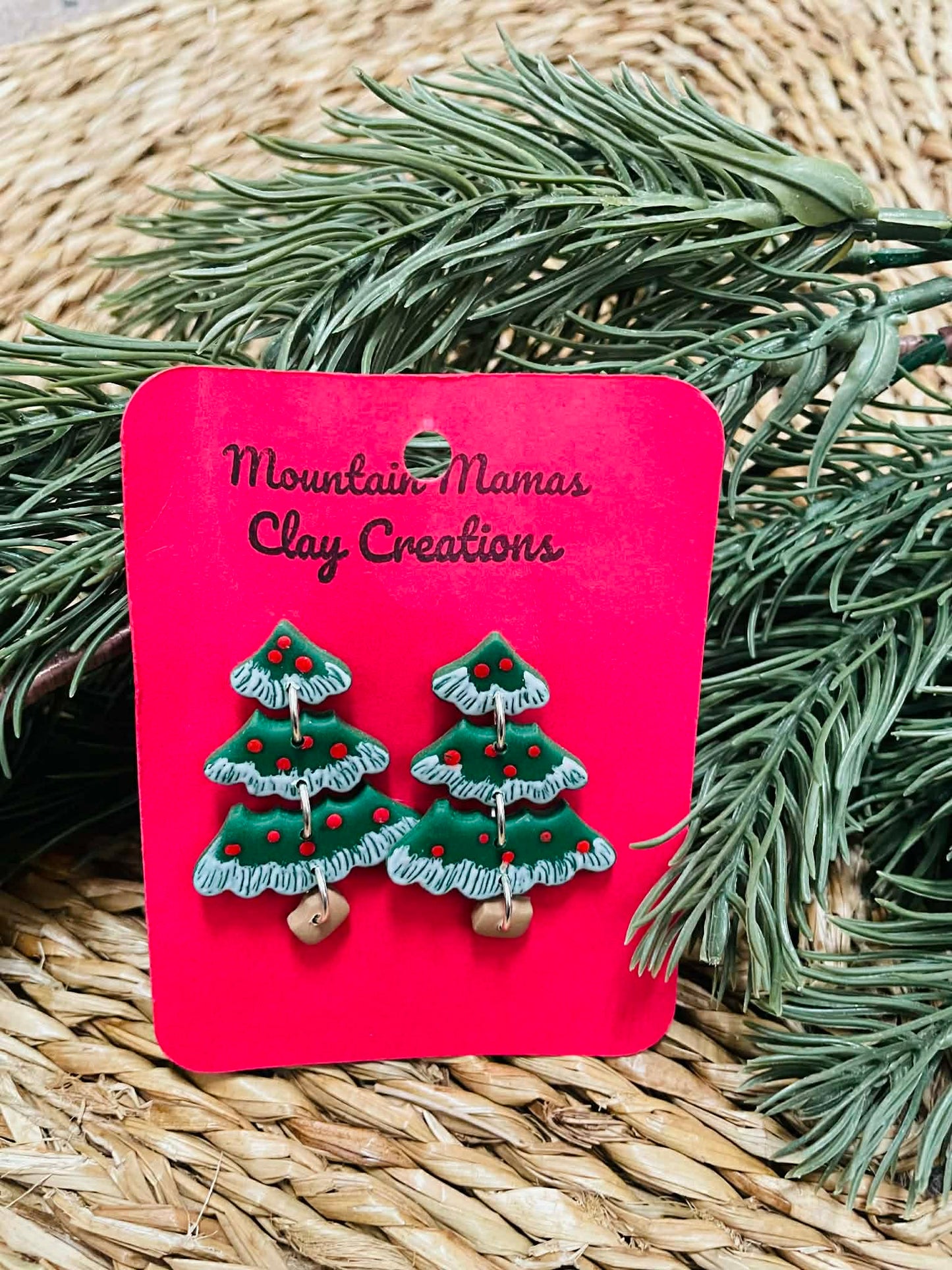 Clay 3 piece Christmas Tree earrings