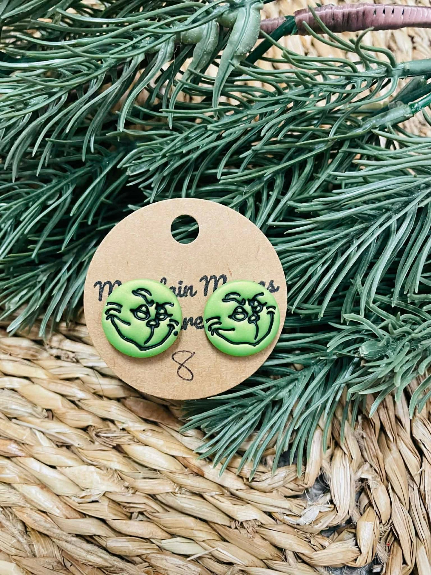 Clay Green Guy Stud Earrings