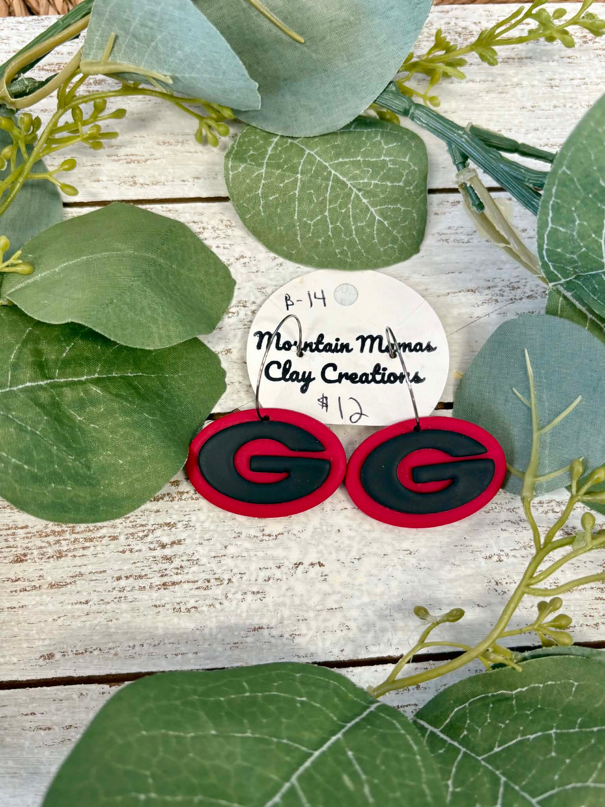 Oval "G" Georgia Hoop Clay Earrings