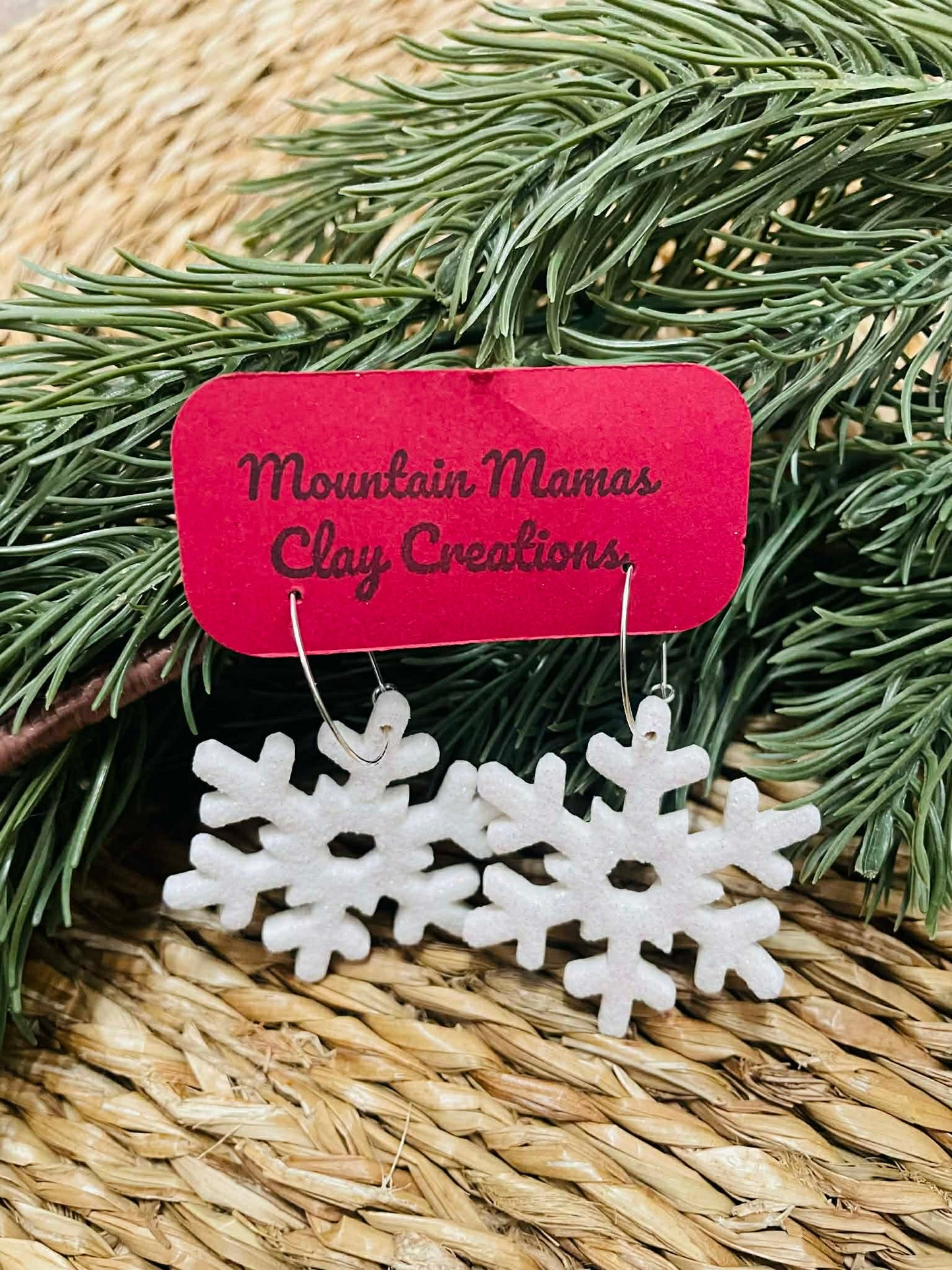 Clay Large Snowflake Hoop Earrings