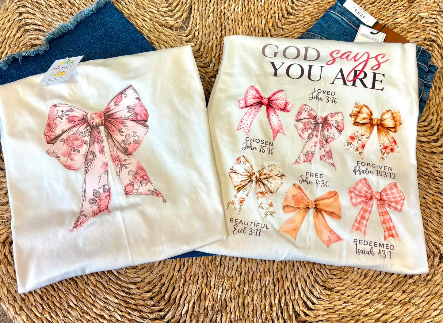 God Says You Are-Coquette Bow Tee