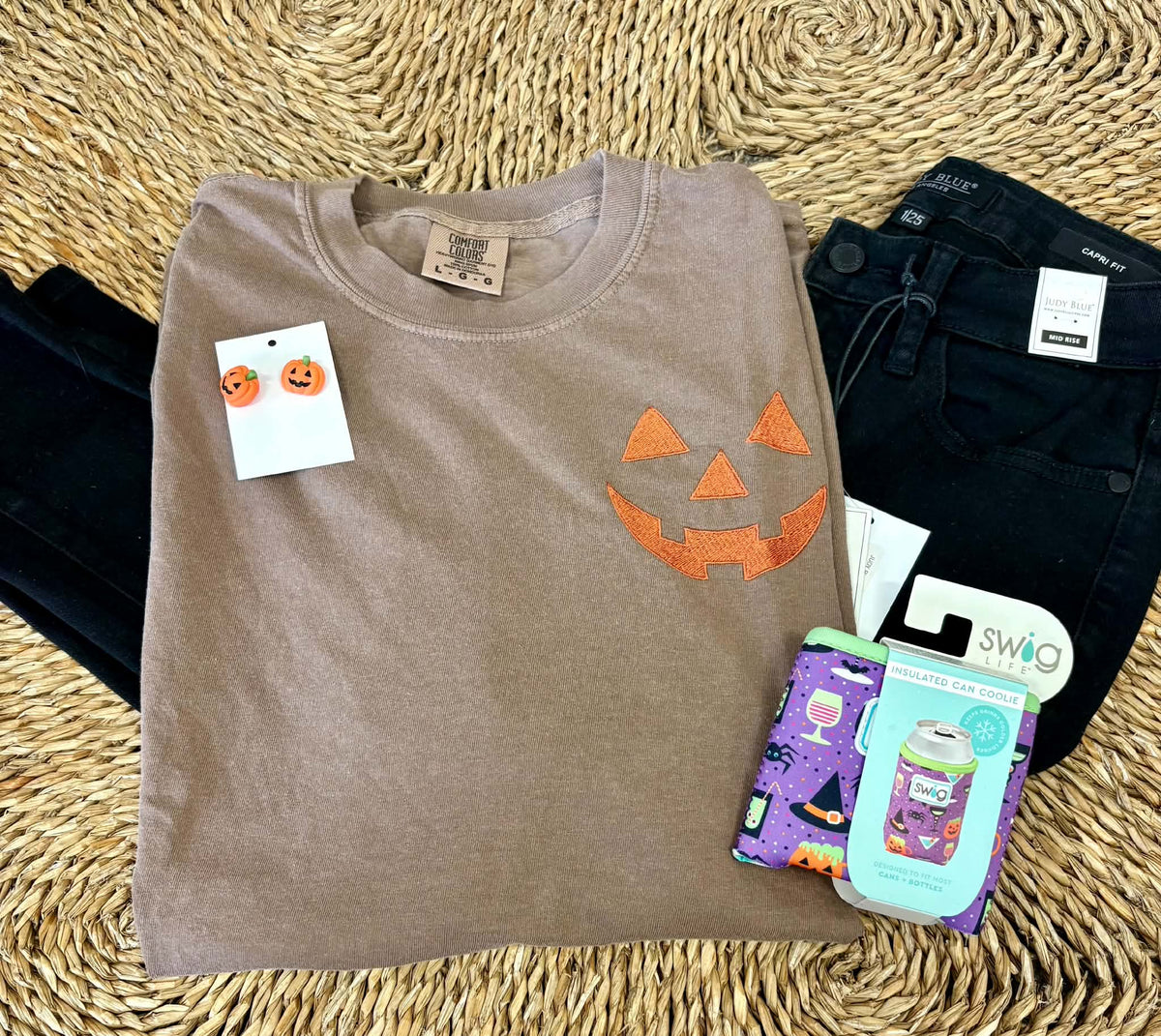 Embroidered Jack-O-Lantern Tee