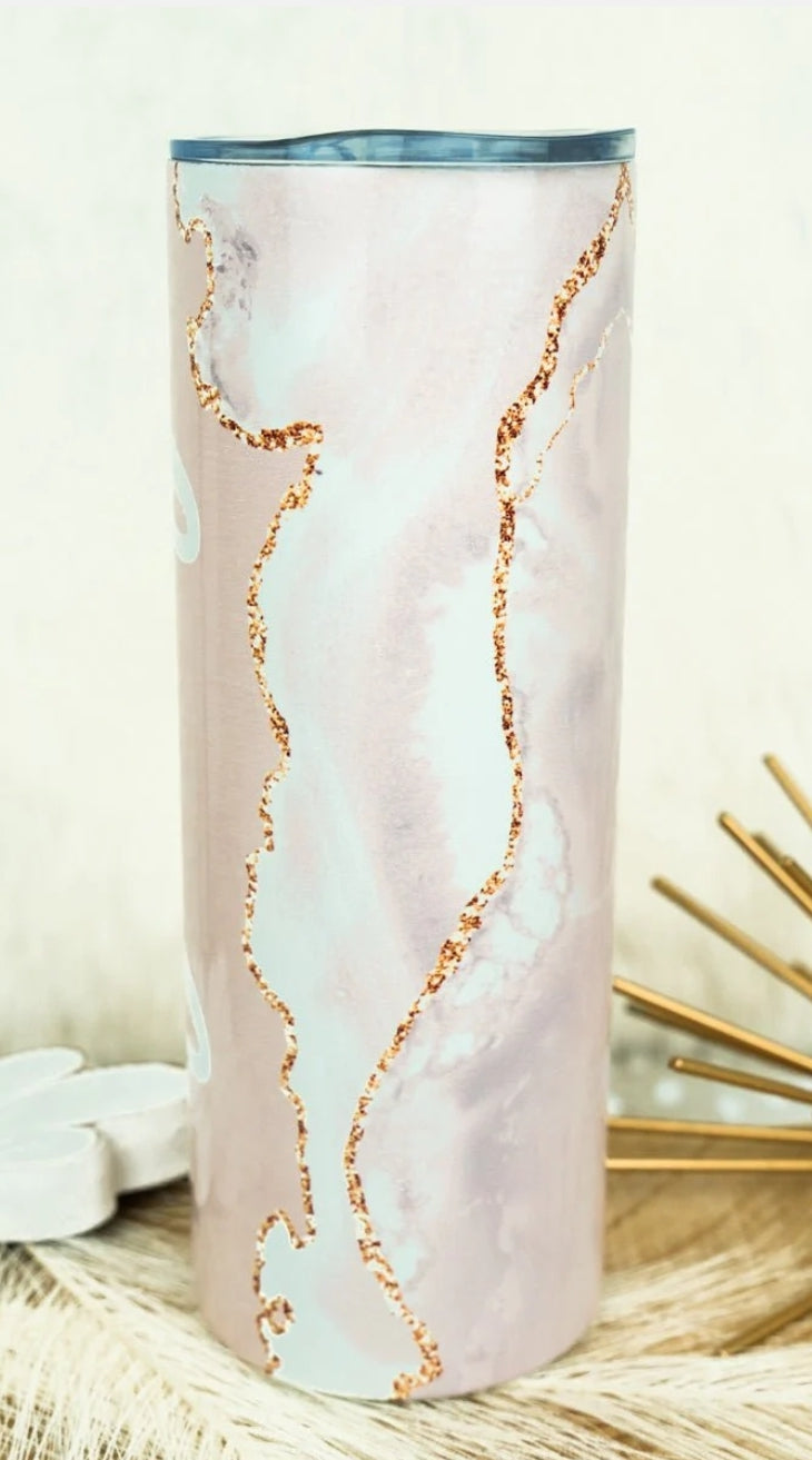 PINK & GOLD GEODE BRIDE SKINNY TUMBLER