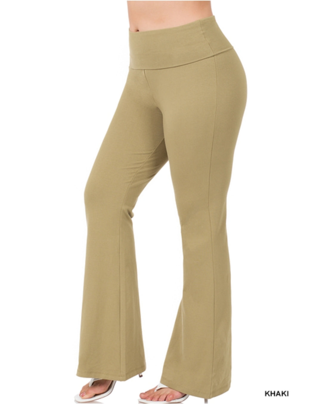 Signature cotton fold-over flare yoga pants