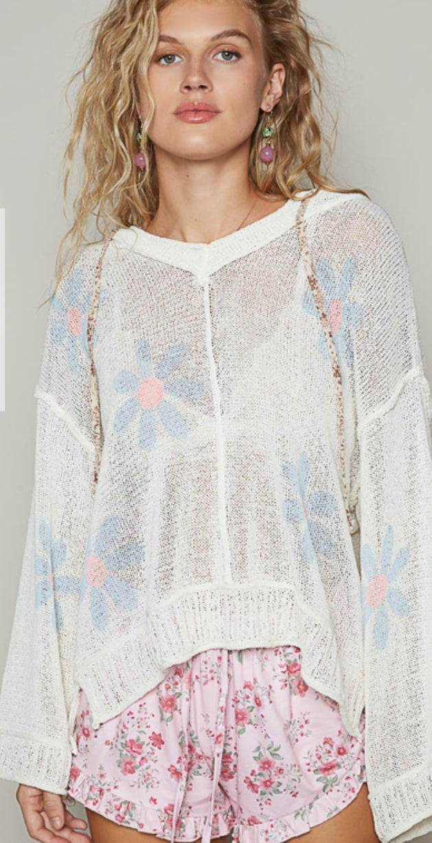 Ivory Daisy Hooded POL Top(PREORDER)ETA-4/18