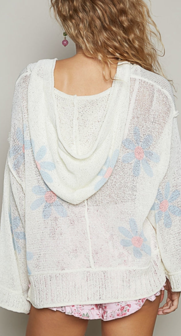 Ivory Daisy Hooded POL Top(PREORDER)ETA-4/18