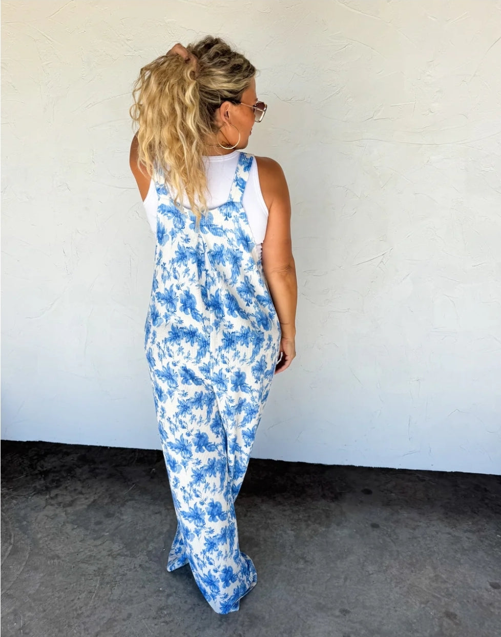 Blakely Blue Floral Boho Overalls