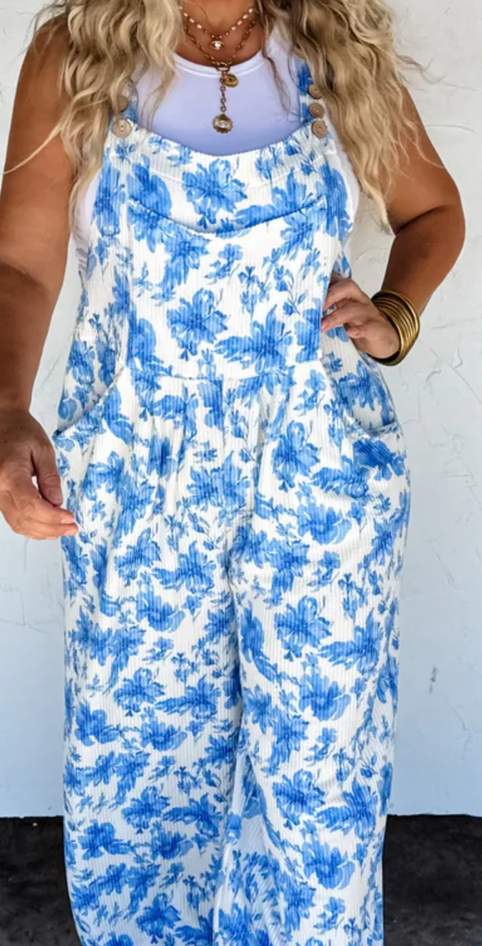 Blakely Blue Floral Boho Overalls