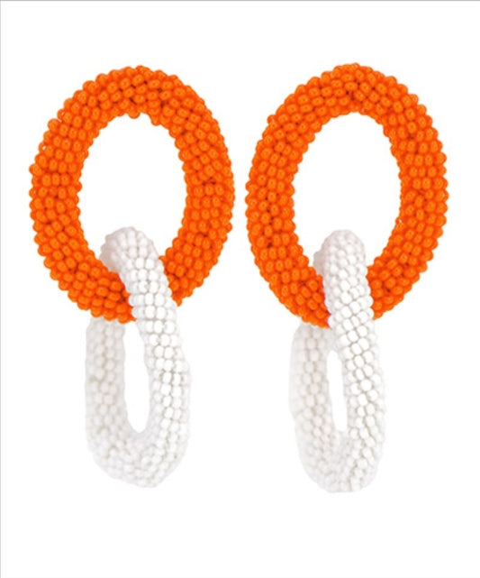 Oval Linked Seed Beads Earrings(PREORDER)