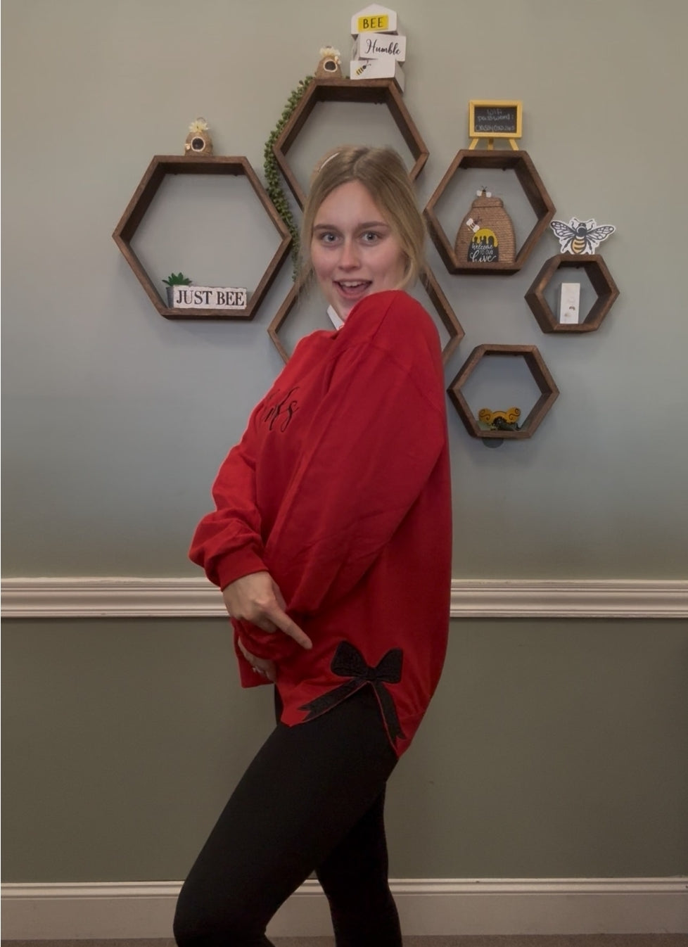 Embroidered Side Bow School Spirit Sweatshirt