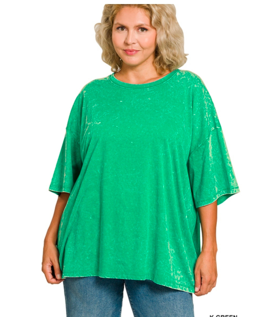 ACID WASH COTTON DROP SHOULDER BOYFRIEND BOX TEE