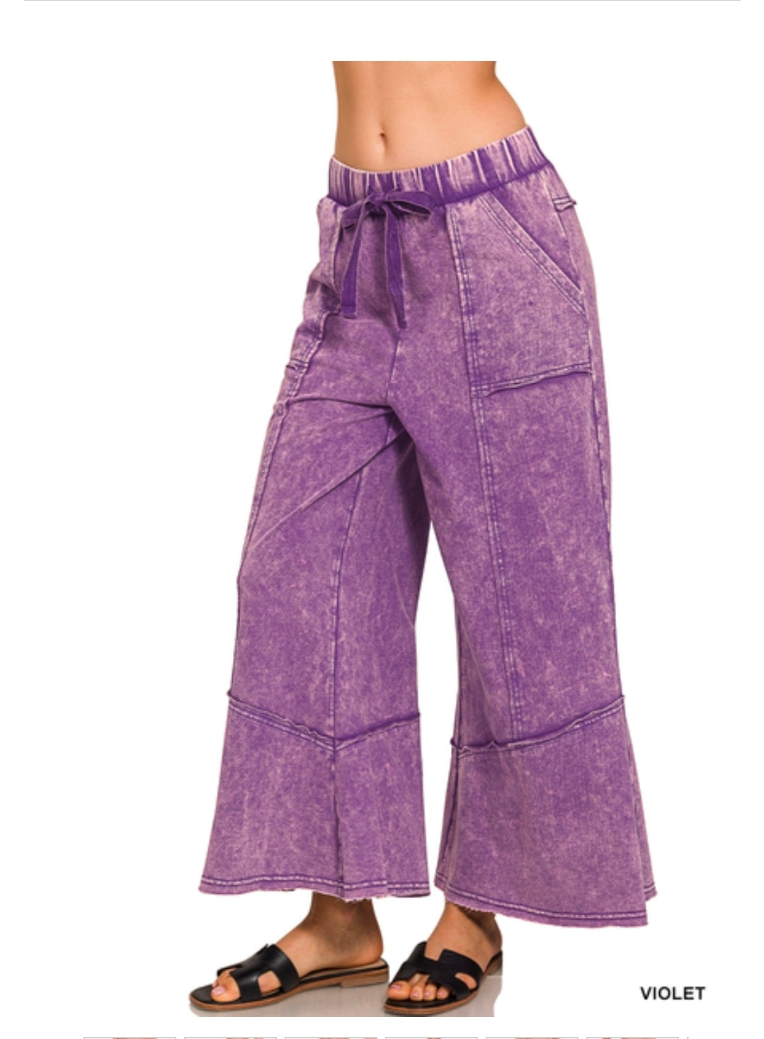 Exposed Seam Flare Hem Pants