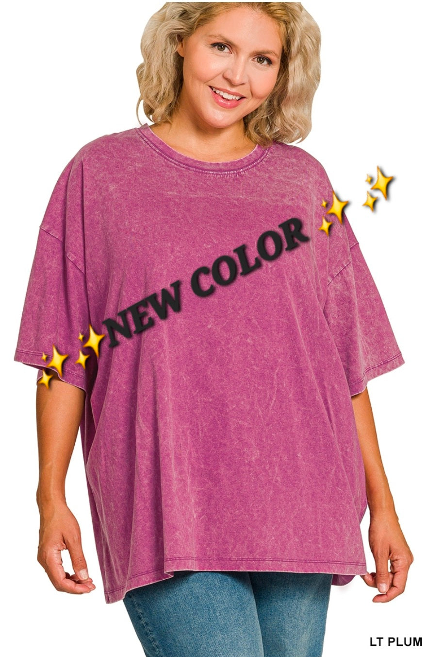 ACID WASH COTTON DROP SHOULDER BOYFRIEND BOX TEE