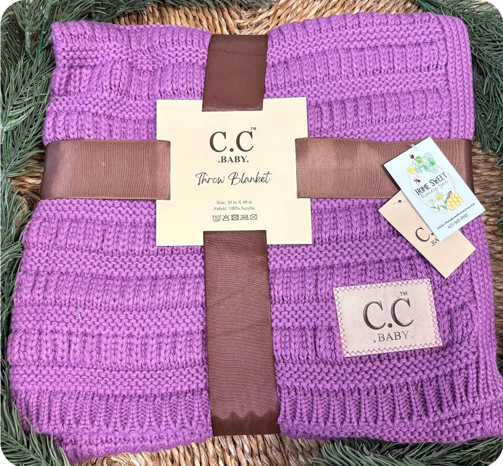 CC. Beanie Solid Ribbed Knit Baby Blanket