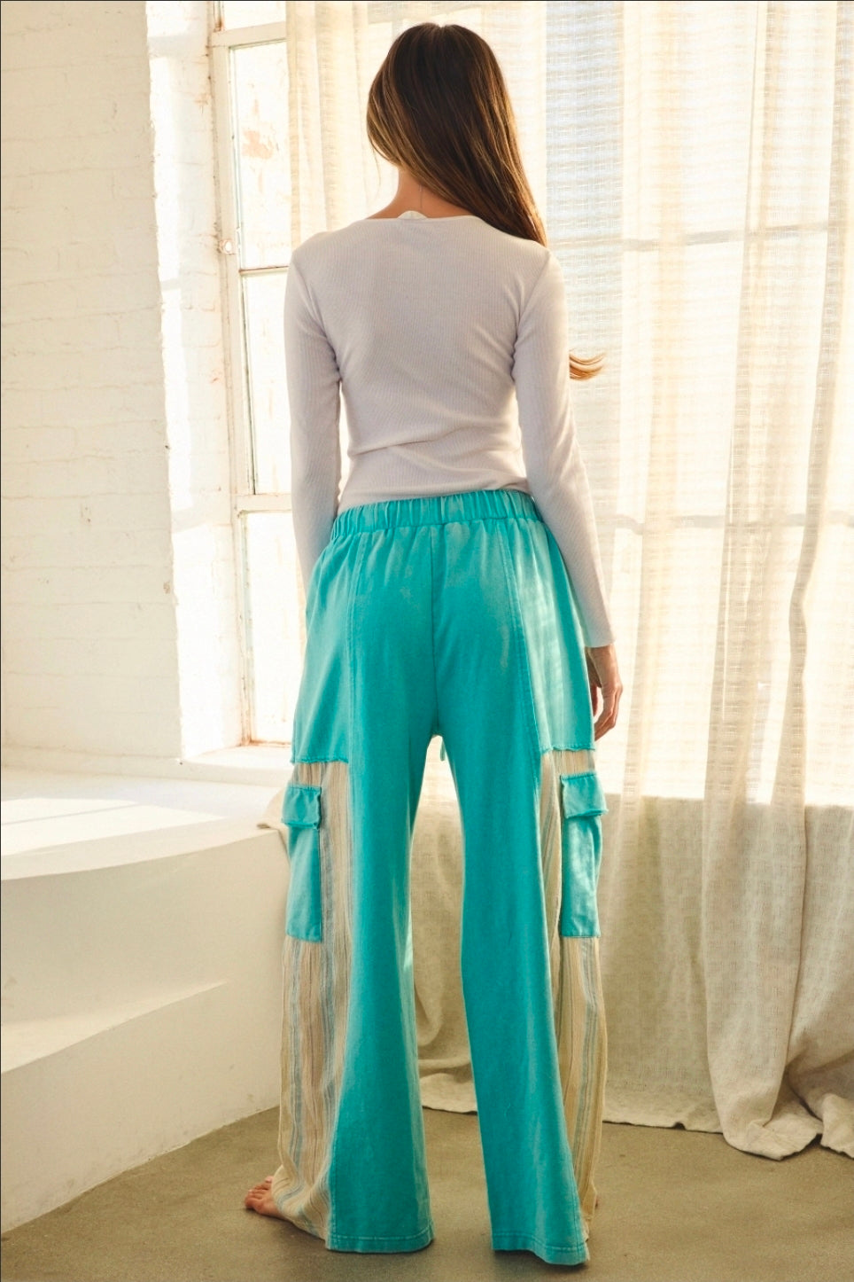 Acid Washed French Terry Wide Leg Pants