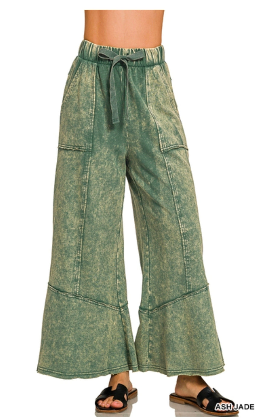 Exposed Seam Flare Hem Pants