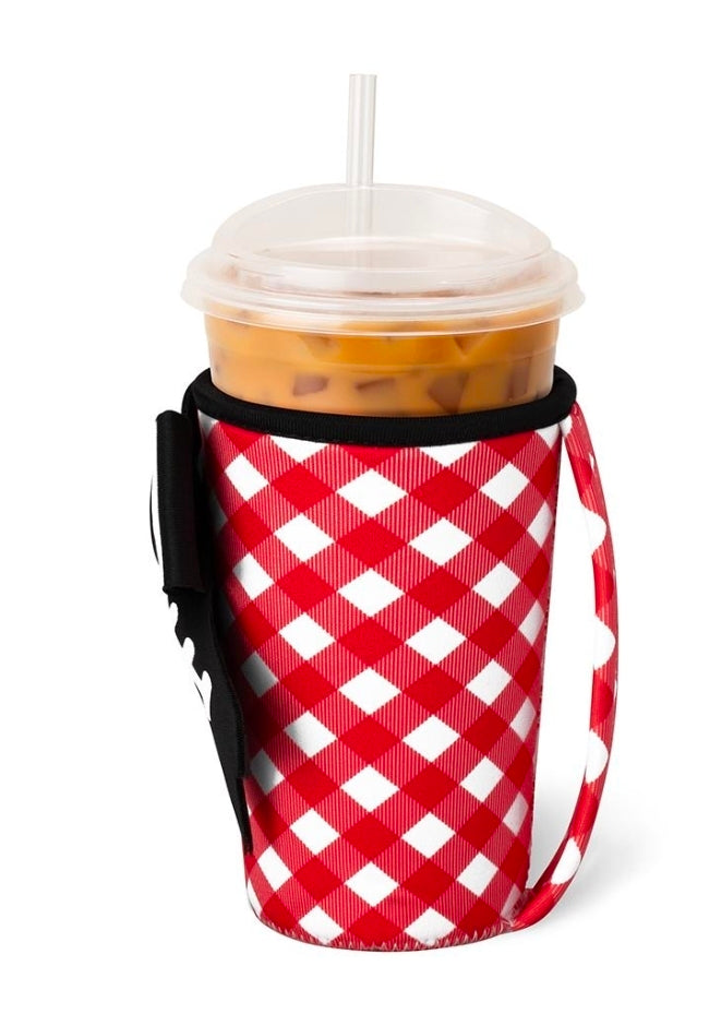 SWIG Gameday Gingham Red + Black Iced Cup Coolie (Medium)