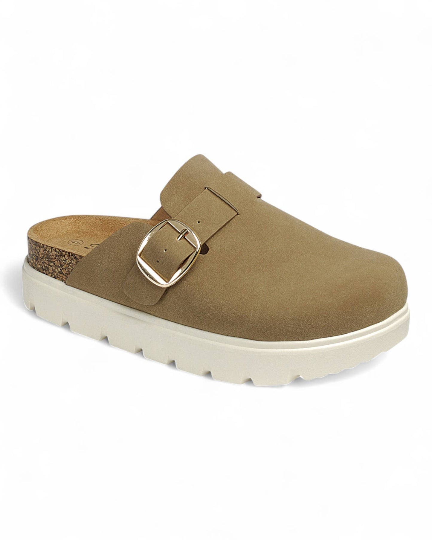 Oaks Taupe Platform Clogs