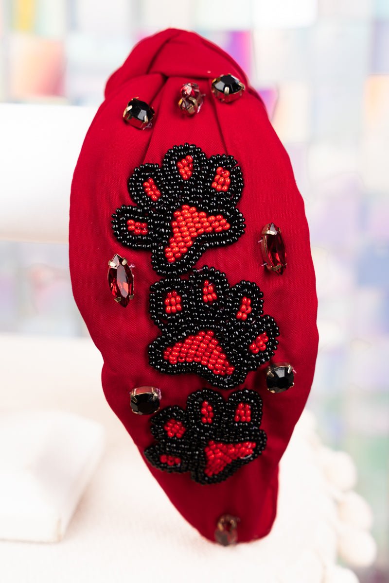 PAW PRINT SEED BEAD KNOTTED HEADBAND