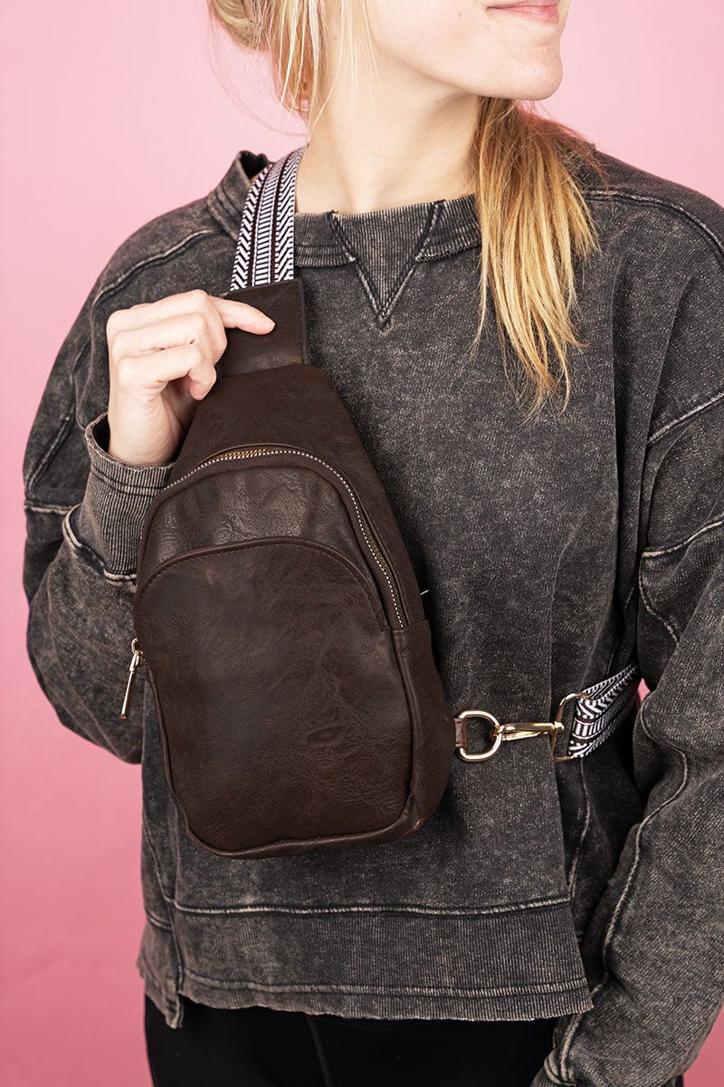 TRAVEL THE WORLD GUITAR STRAP SMALL SLING BAG