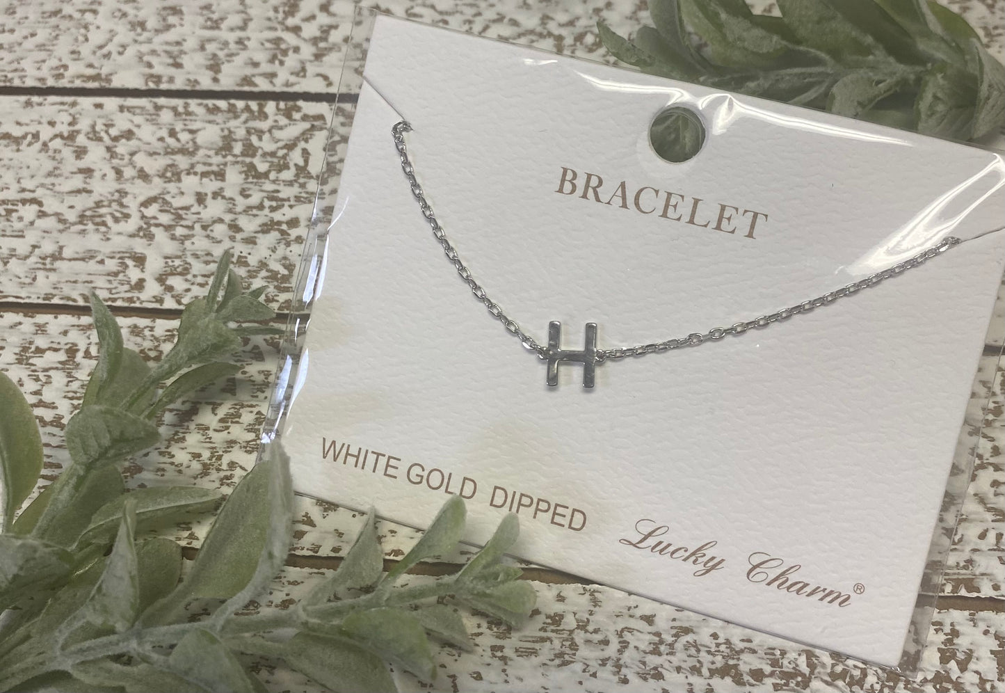 White Gold Dipped Initial Bracelet