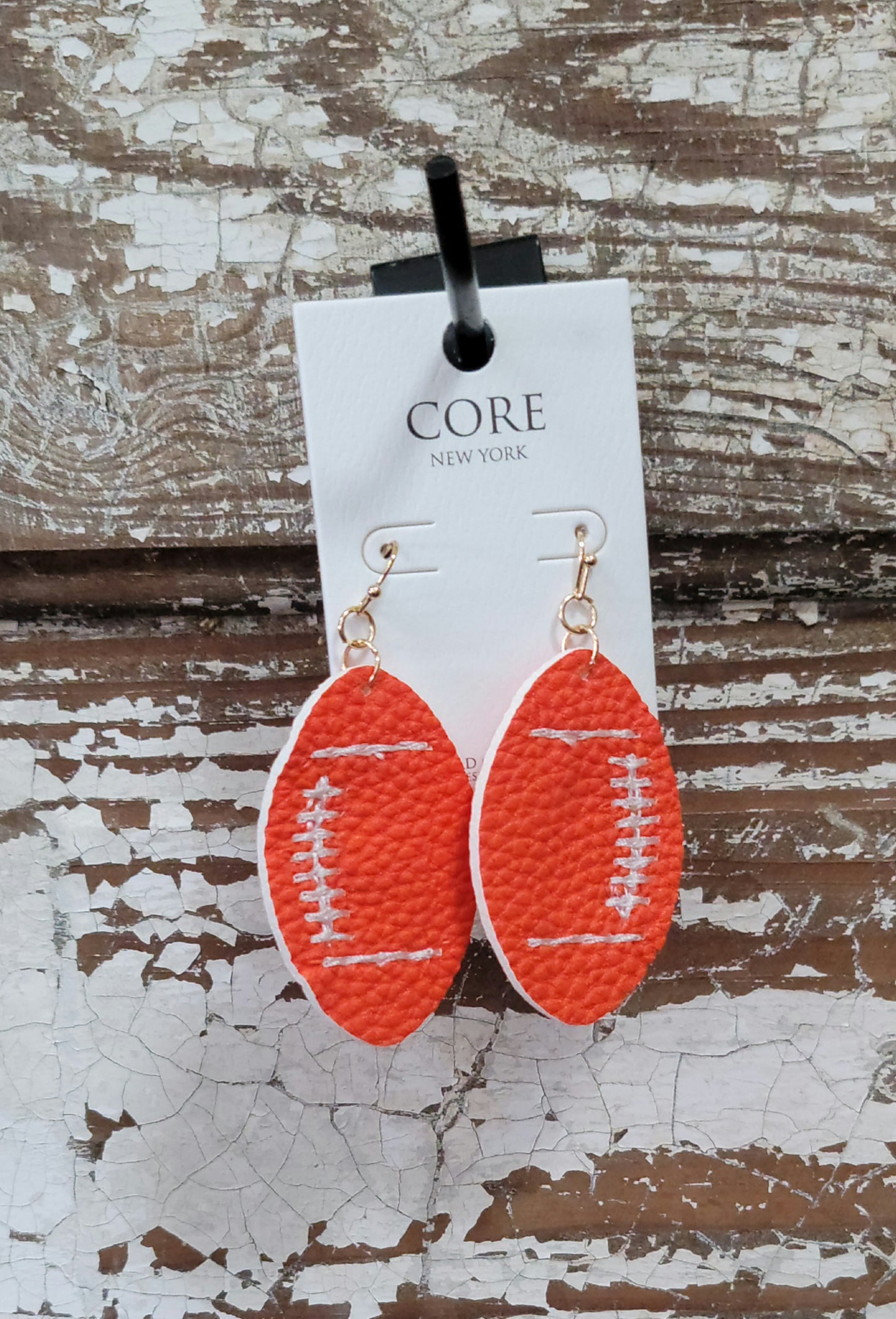 Faux Leather Football Earrings