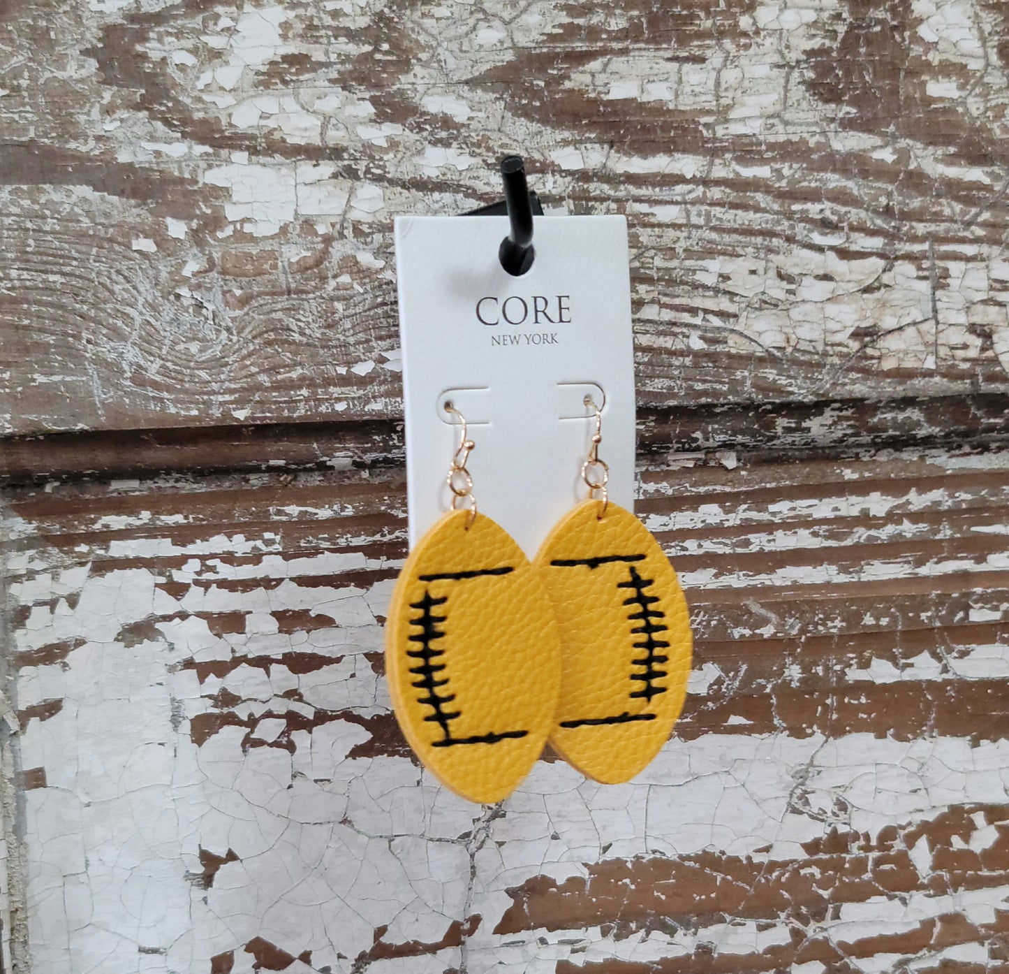 Faux Leather Football Earrings