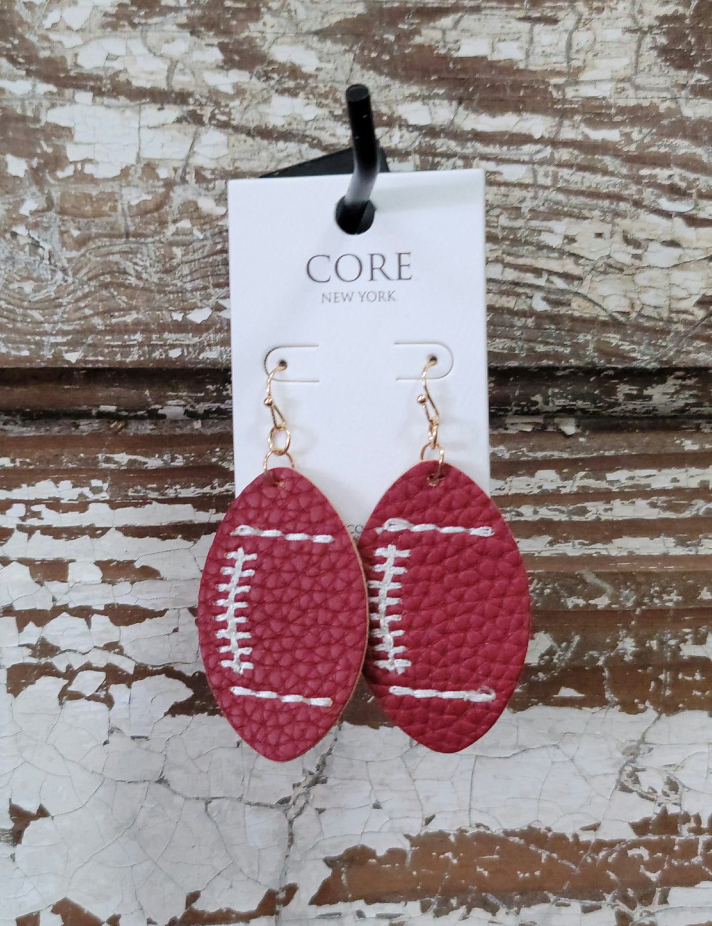Faux Leather Football Earrings