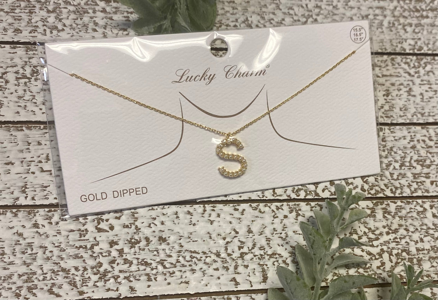 Gold Dipped Pearl Initial Necklace