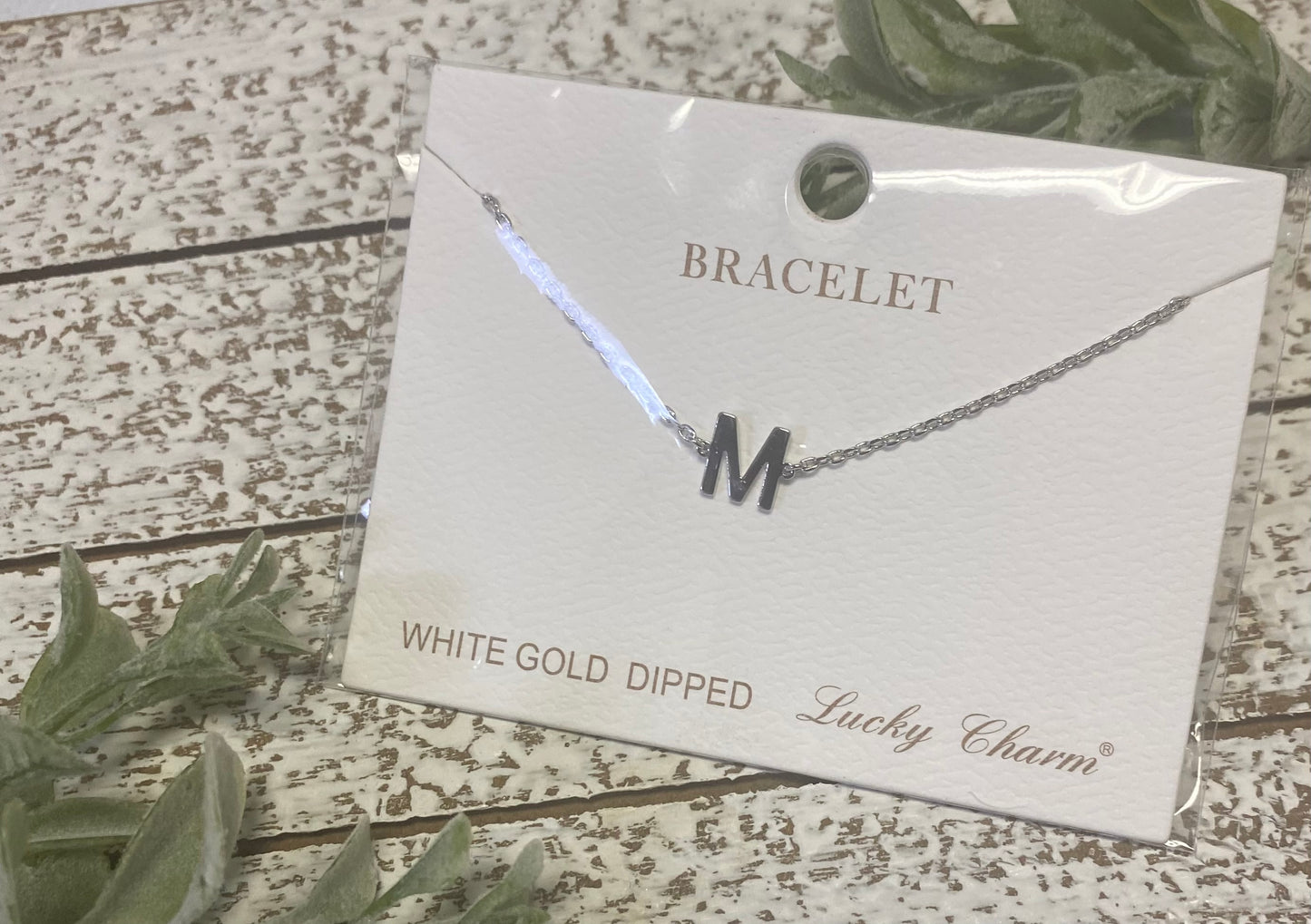 White Gold Dipped Initial Bracelet