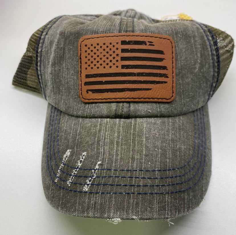 Distressed Flag Applique Hats