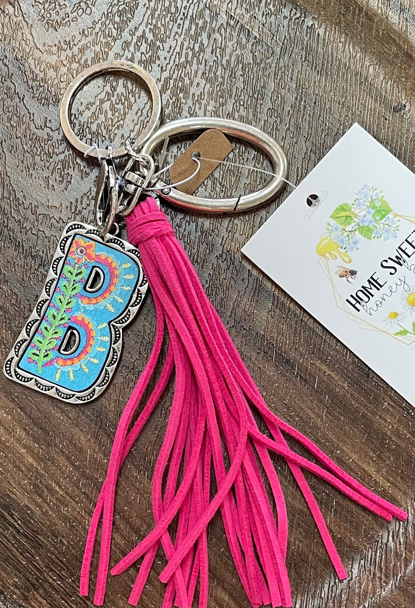 Floral Meadows Initial keychain with tassel