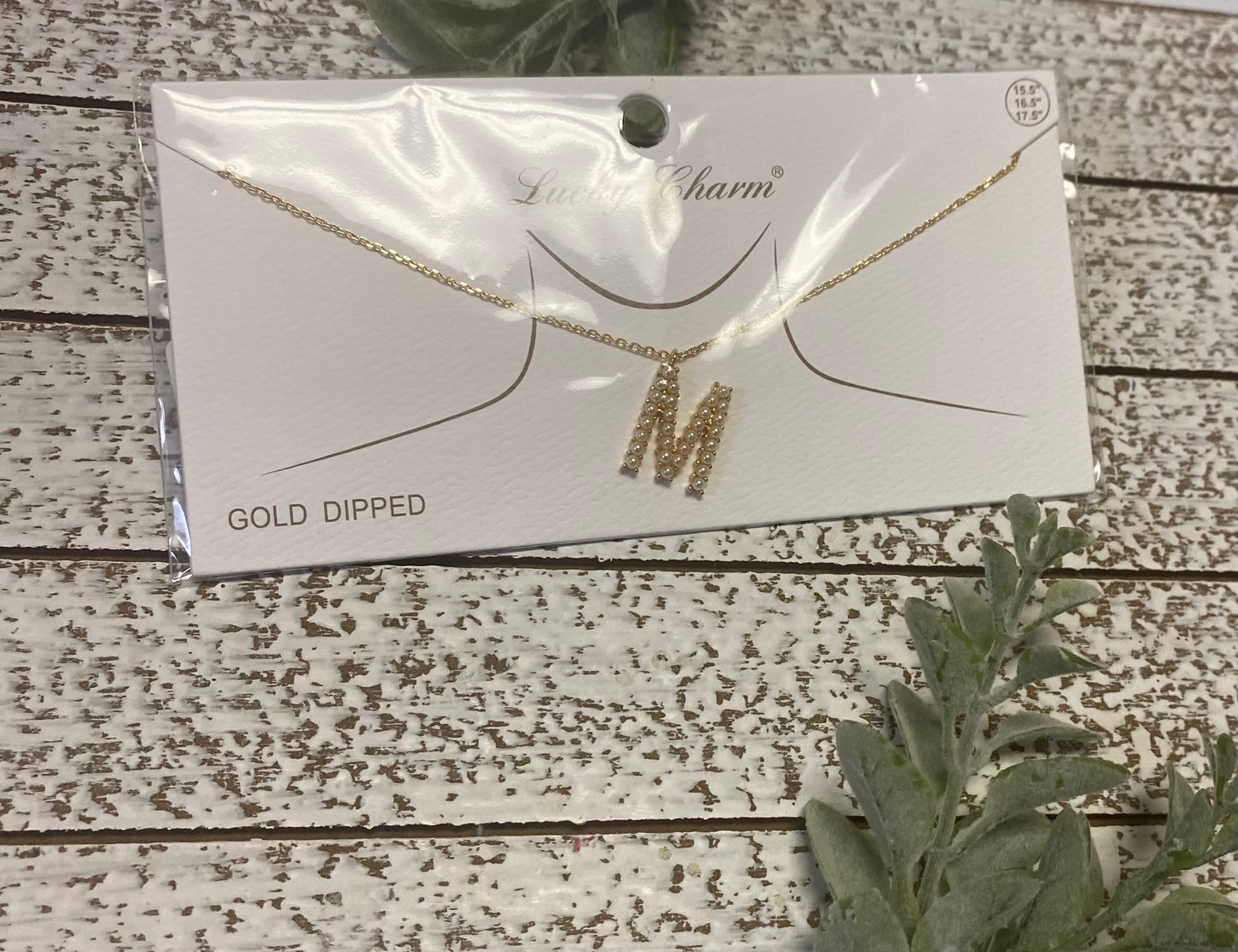 Gold Dipped Pearl Initial Necklace