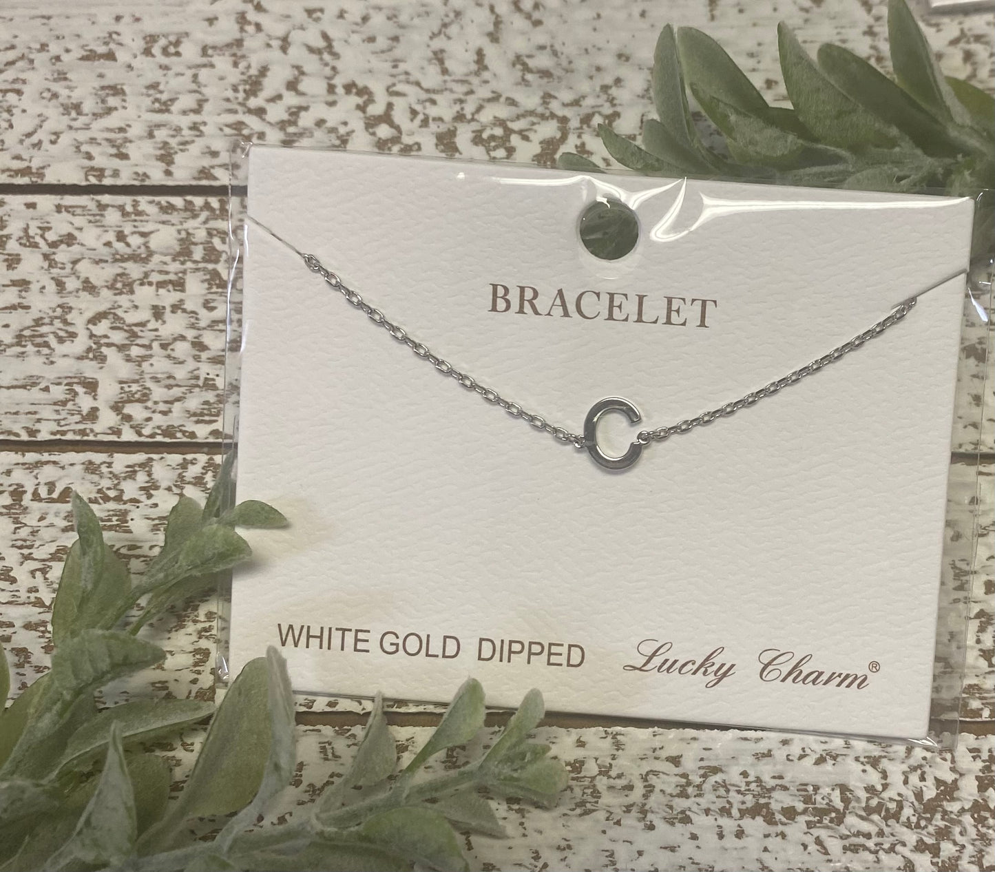 White Gold Dipped Initial Bracelet