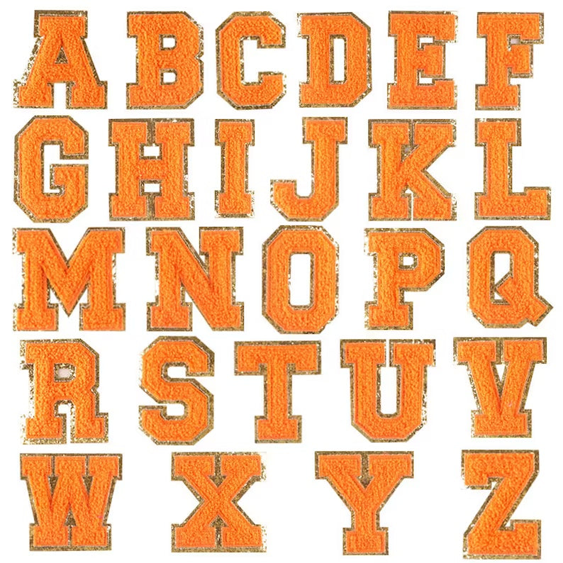 Orange/Gold Varsity Letter Iron On Patch