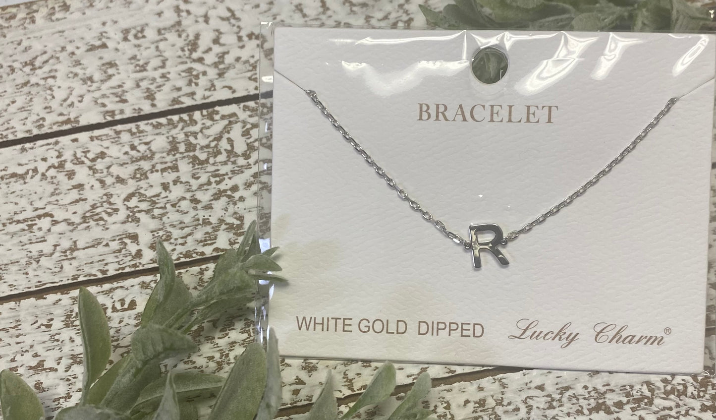 White Gold Dipped Initial Bracelet