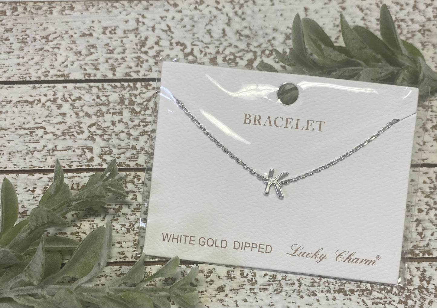 White Gold Dipped Initial Bracelet