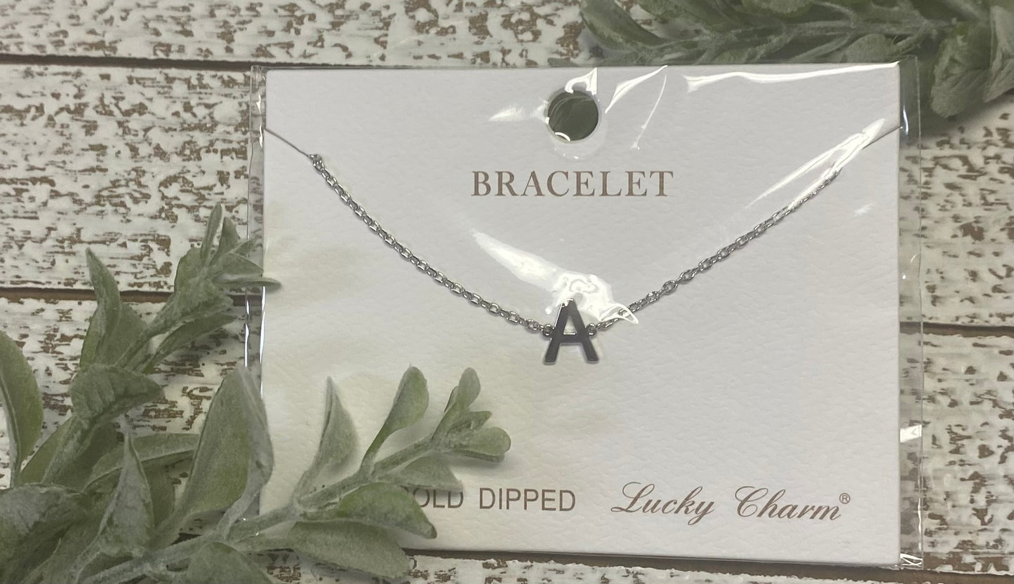 White Gold Dipped Initial Bracelet