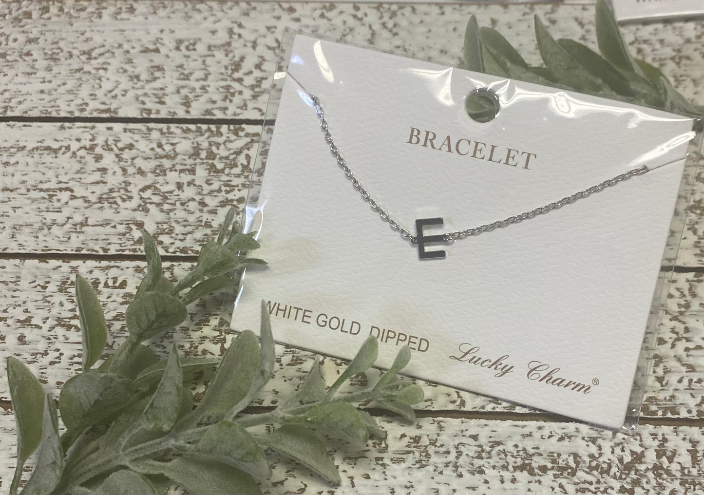 White Gold Dipped Initial Bracelet