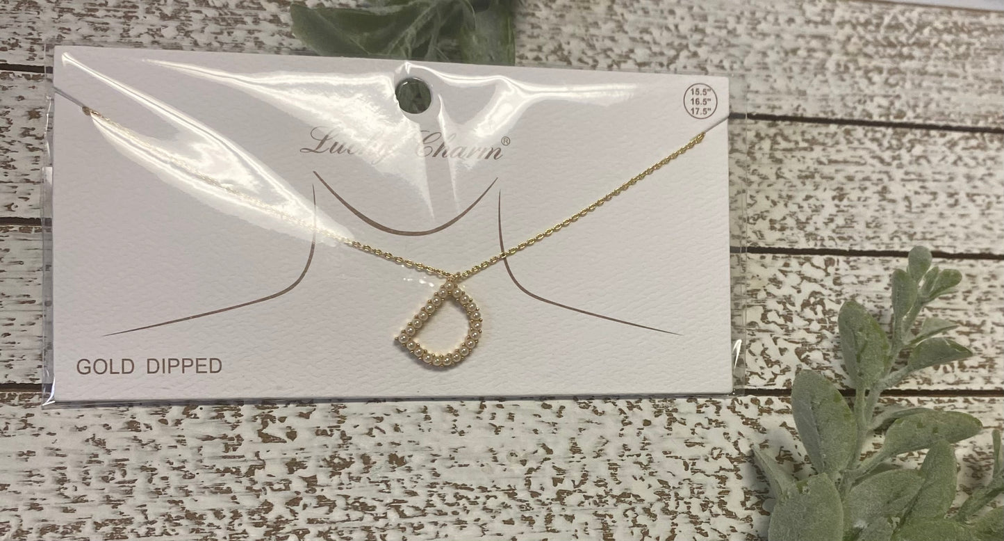 Gold Dipped Pearl Initial Necklace