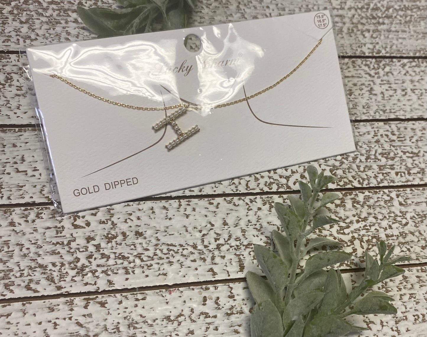 Gold Dipped Pearl Initial Necklace