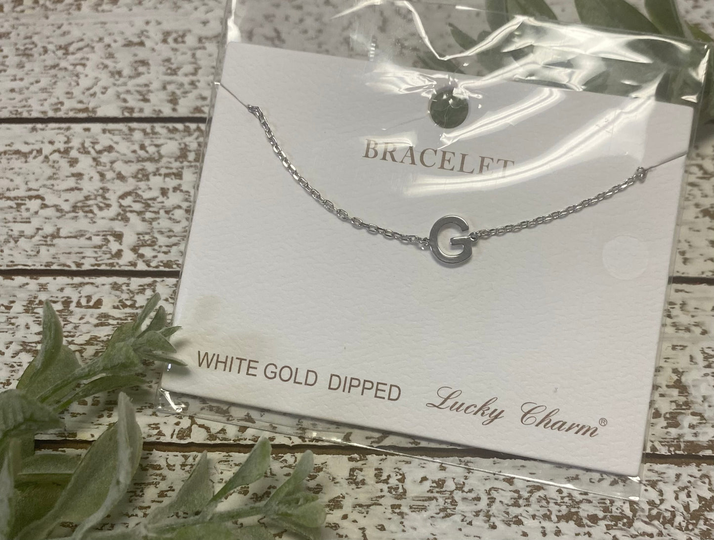White Gold Dipped Initial Bracelet